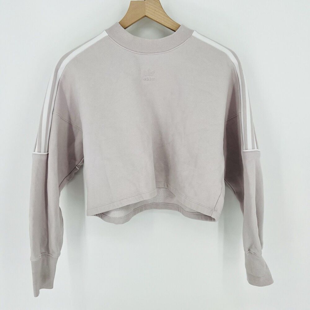 Adidas Originals Winter Ease Pink Crop Sweater Size Medium Back Spell Out